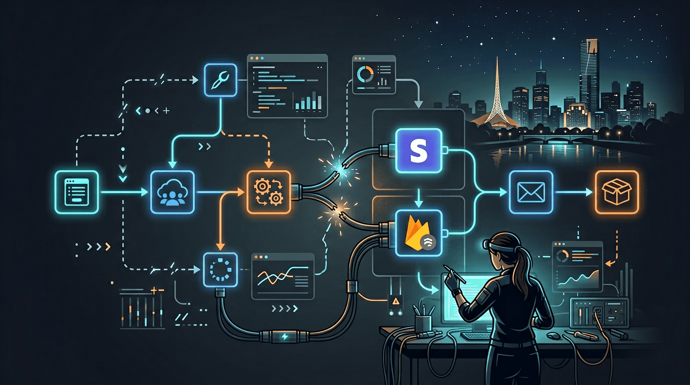 Illustration of CRM and automation workflows being fixed